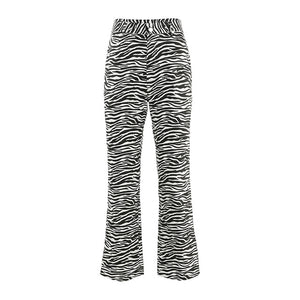 HEYounGIRL Zebra Animal Print Elegant Pants Capris Harajuku High Waist Trousers Ladies Casual Office Pants Women Streetwear 2019